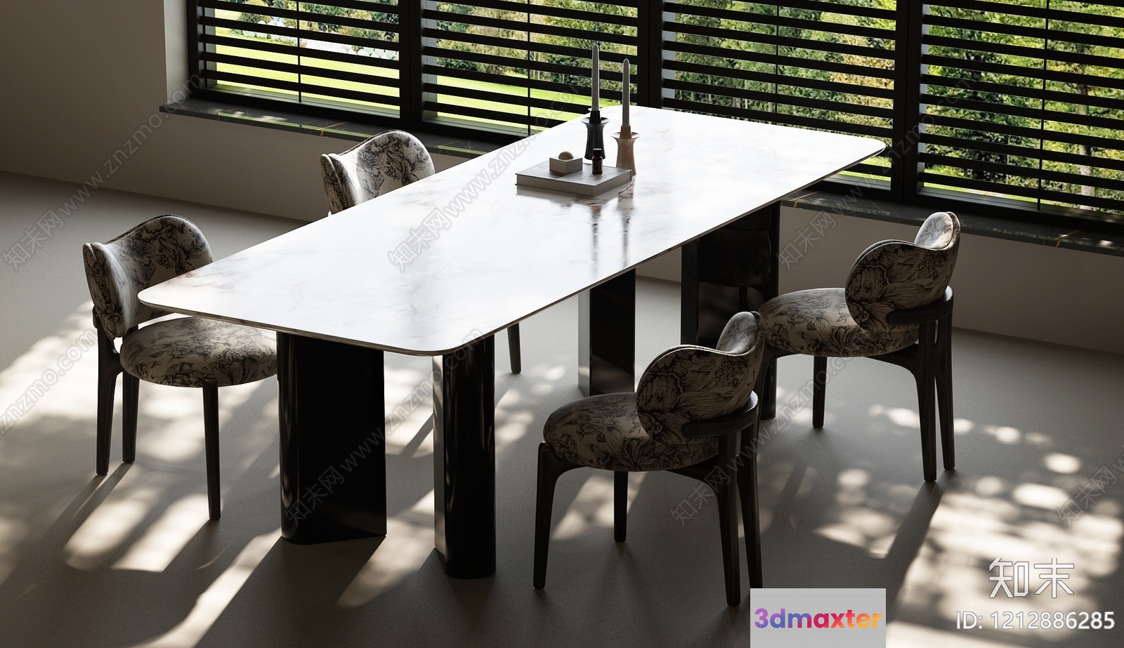 A Dining Table With Chairs 3D Model - 8037 - VRAY Render