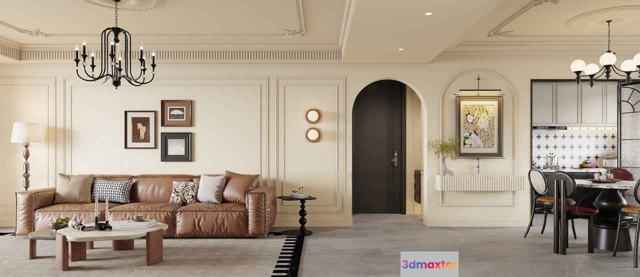 Modern Living Room 3D Model - 6849 - VRAY Render