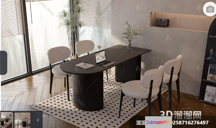 A 3D Rendering Of A Modern Home Office 3D Model - 11464 - VRAY Render
