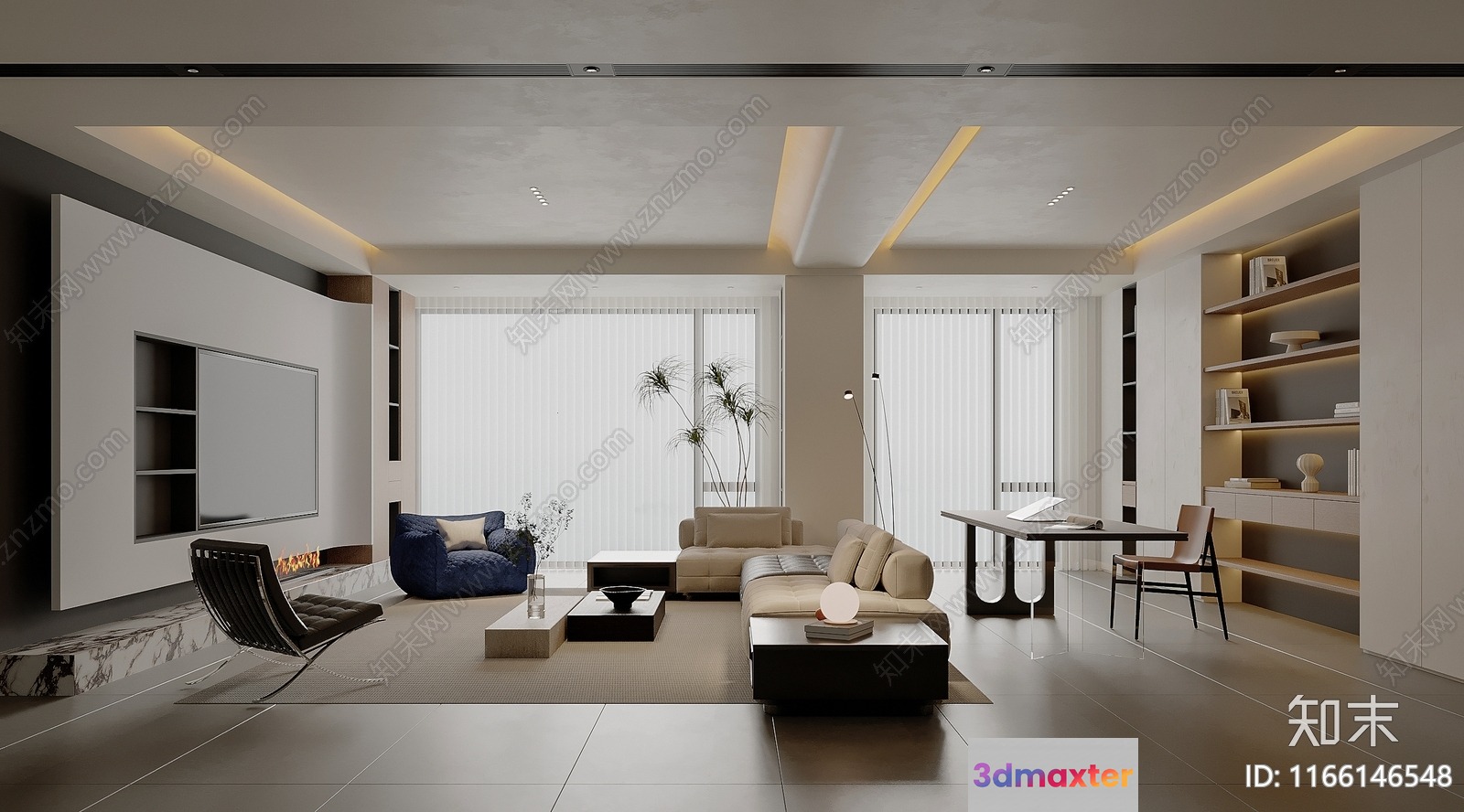 Modern Living Room 3D Model - 11867 - VRAY Render