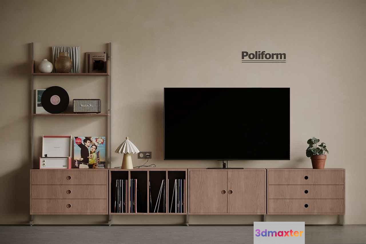 Modern Entertainment Center 3D Model - 16973 - VRAY Render