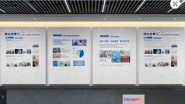 The Main Subject Is A Wall With Three White Posters 3D Model - 11748 - VRAY Render