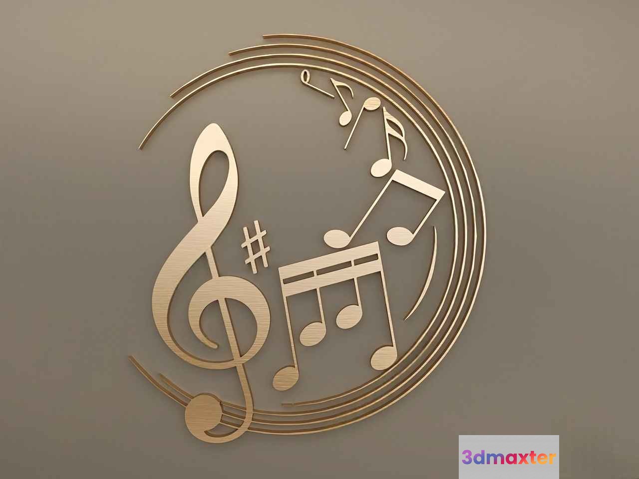 Musical Notesthe Image Features A Gold-Colored Design Of Various Musical Notes 3D Model - 5159 - VRAY Render