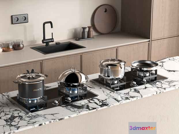 Modern Kitchen Island 3D Model - 2645 - VRAY Render