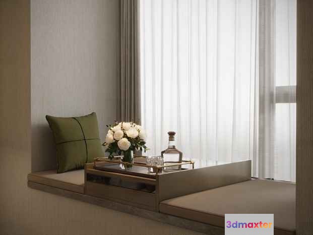 Modern Beige Window Seat 3D Model - 15852 - CORONA Render