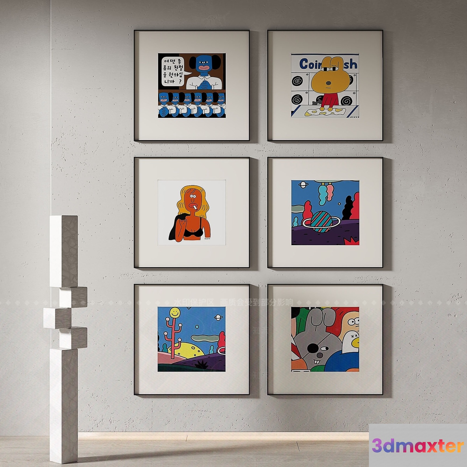Modern Art Display 3D Model - 3866 - VRAY Render