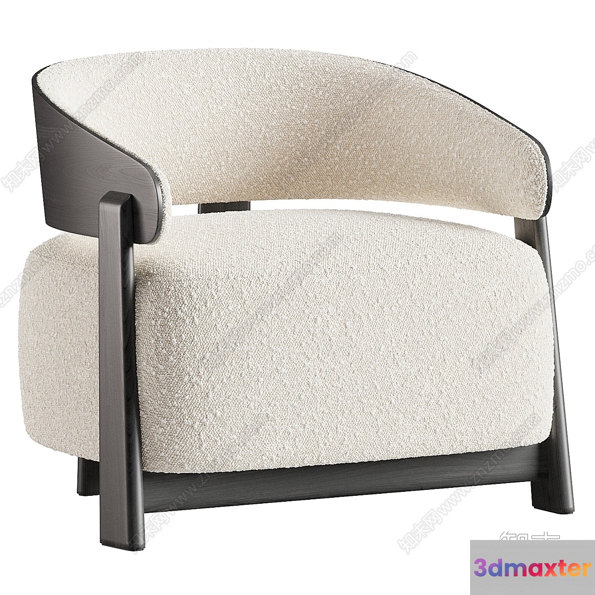 Wooden Armchair With A White Seat 3D Model - 4730 - VRAY Render