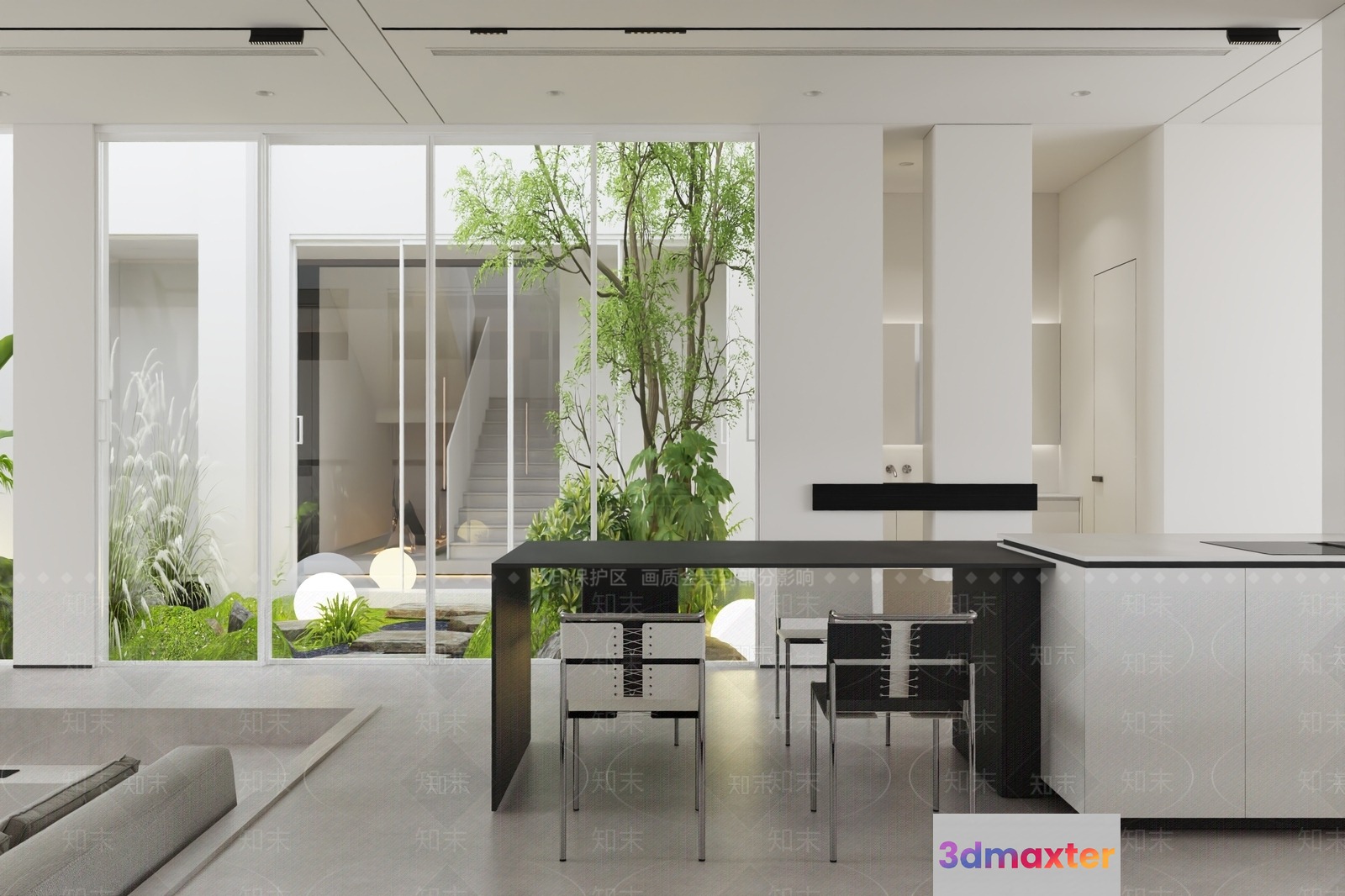 Modern White Kitchen 3D Model - 12275 - VRAY Render