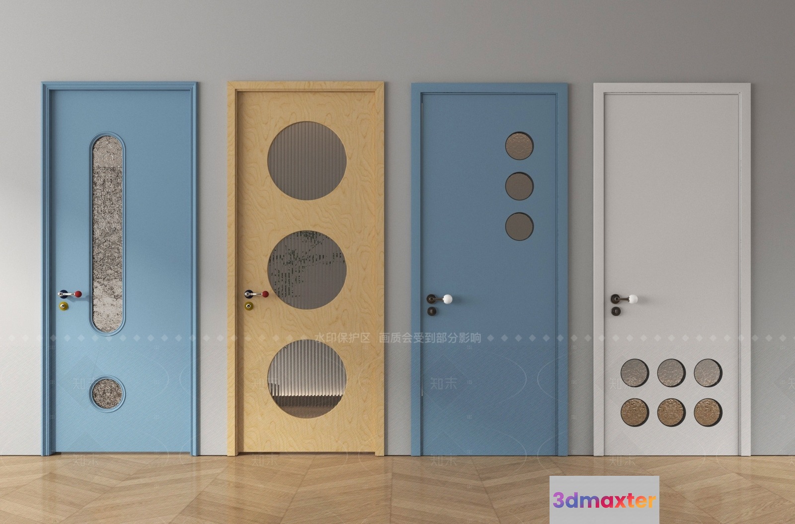 A Row Of Doors 3D Model - 7152 - VRAY Render