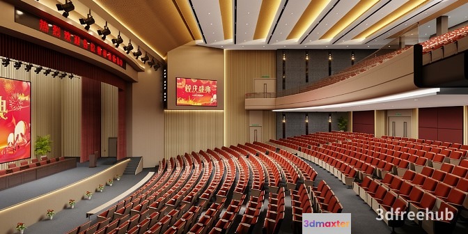 A Large Auditorium 3D Model - 22990 - VRAY Render