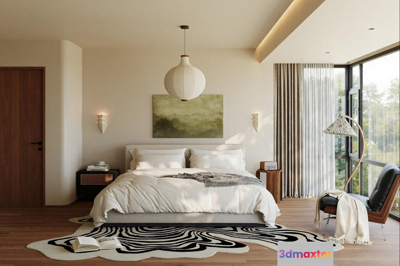 Modern Minimalist Bedroom 3D Model - 6317 - CORONA Render