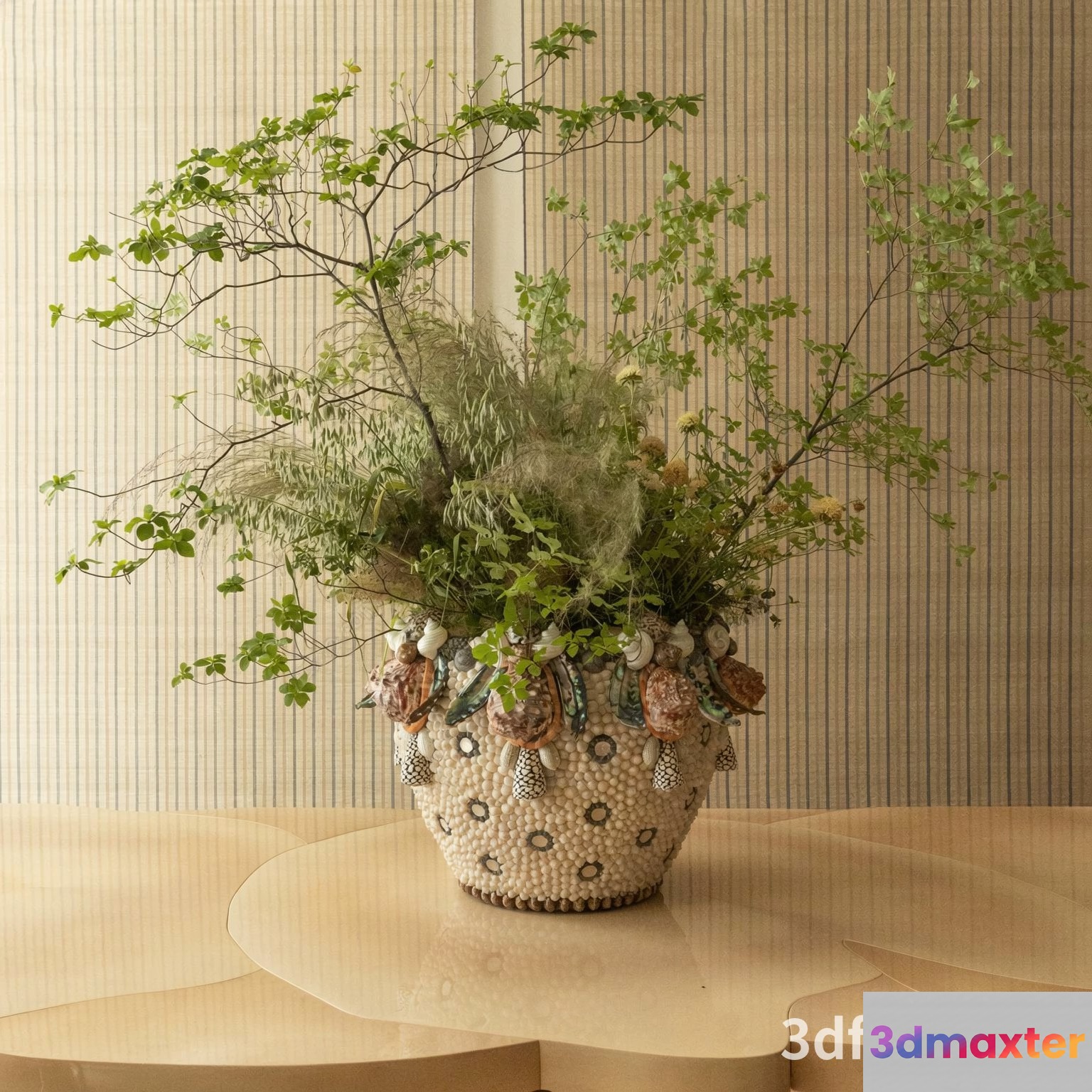 A Decorative Vase With A Floral Arrangement 3D Model - 3000 - VRAY Render