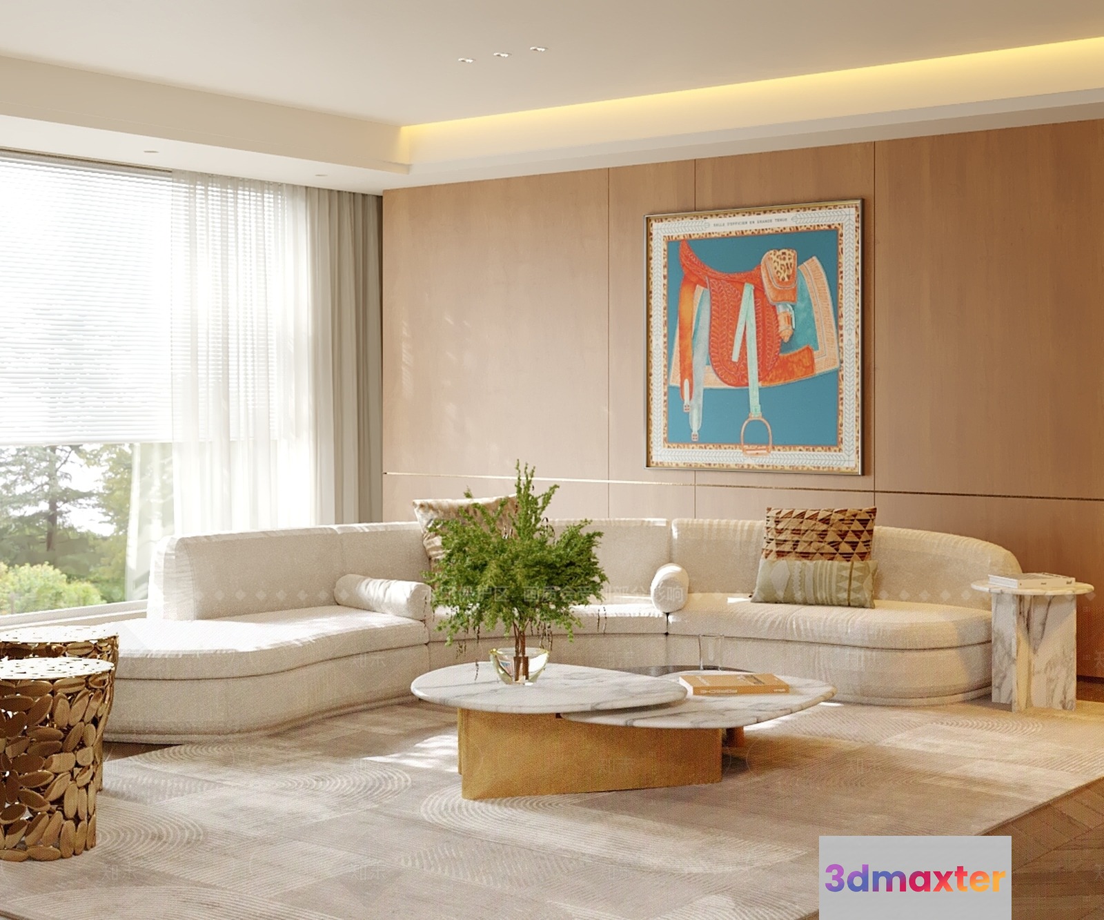 Modern Living Room 3D Model - 1673 - VRAY Render