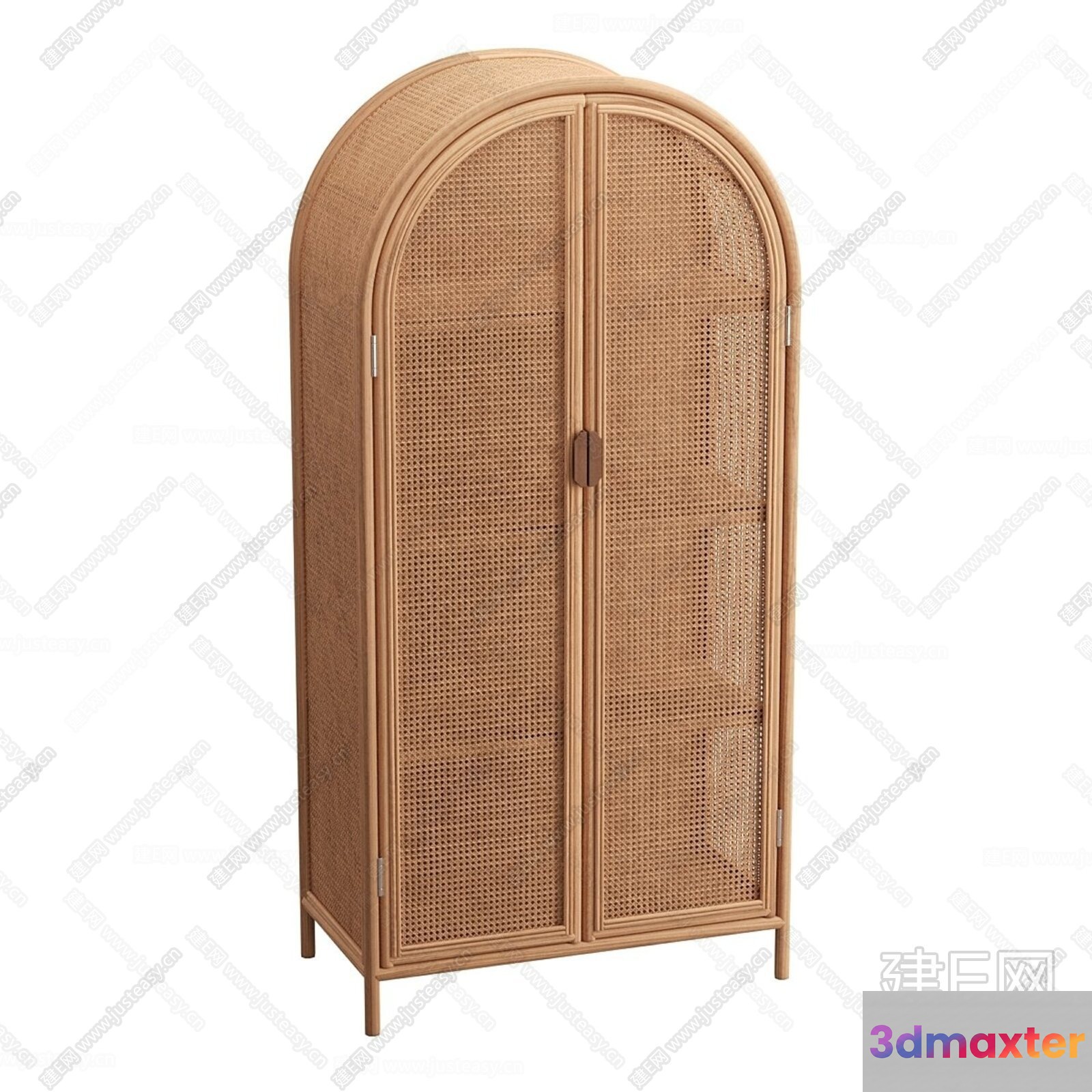A Wooden Cabinet With A Wicker Front 3D Model - 15703 - VRAY Render