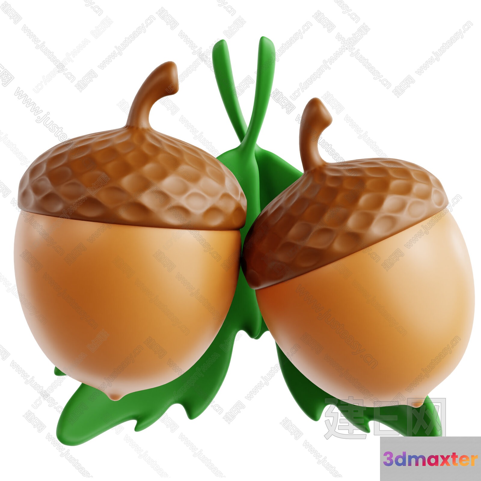 Two Acorns 3D Model - 12707 - VRAY Render