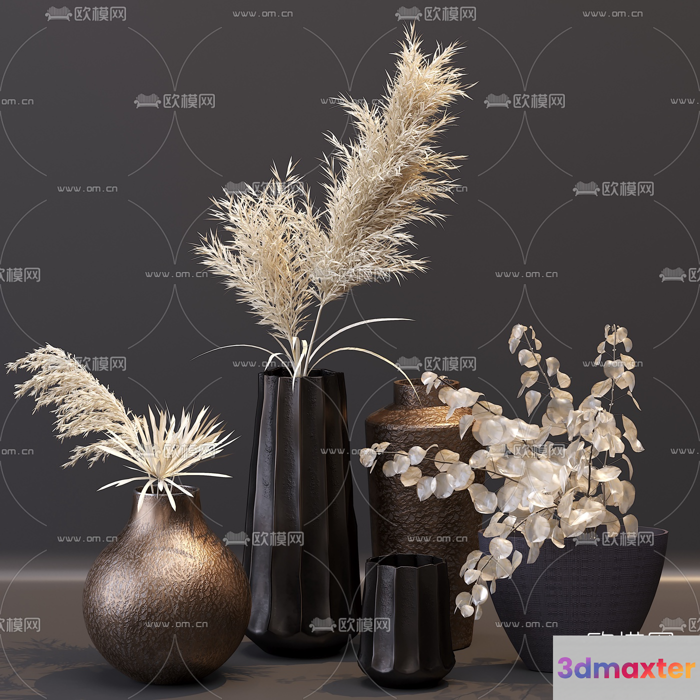 A Vase With Dried Flowers 3D Model - 16357 - VRAY Render