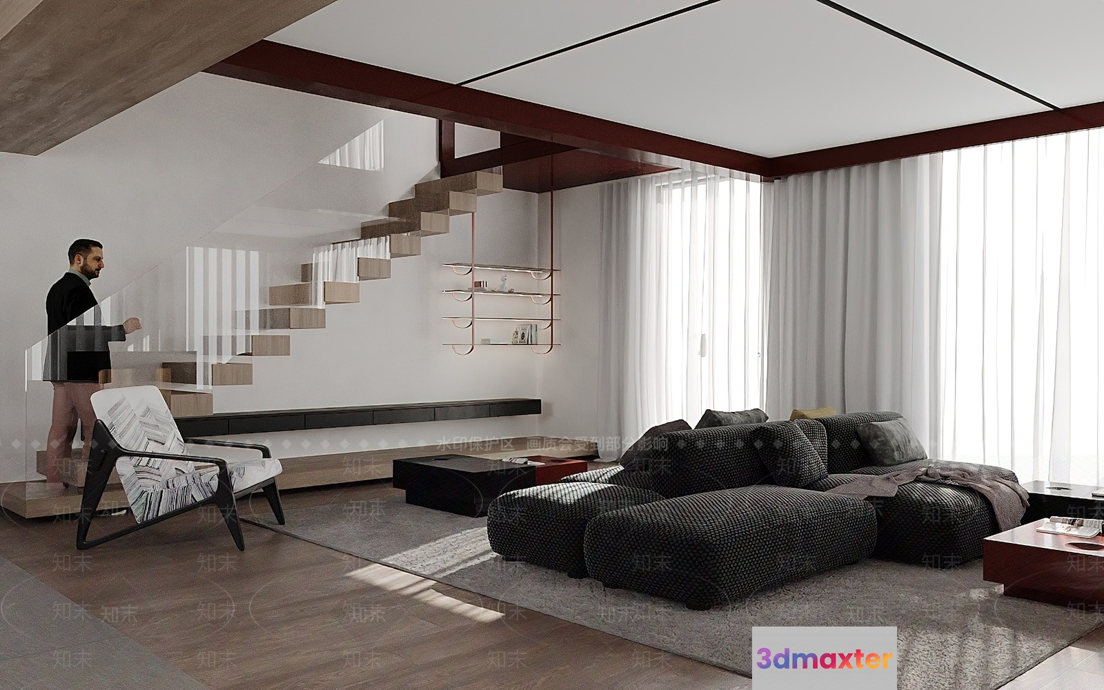 Modern Living Room 3D Model - 16190 - VRAY Render