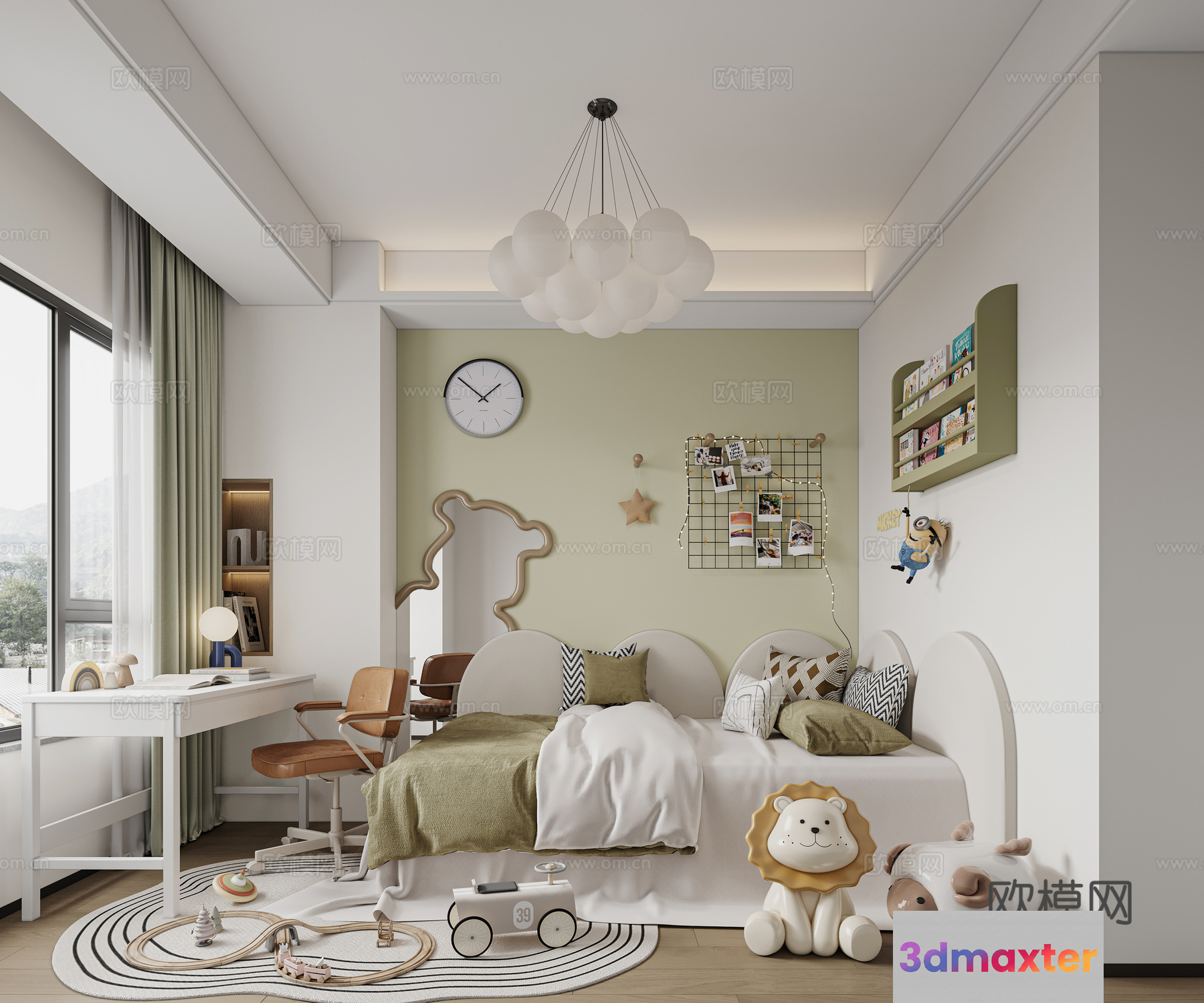 Modern White And Brown Children'S Bedroom 3D Model - 8337 - VRAY Render