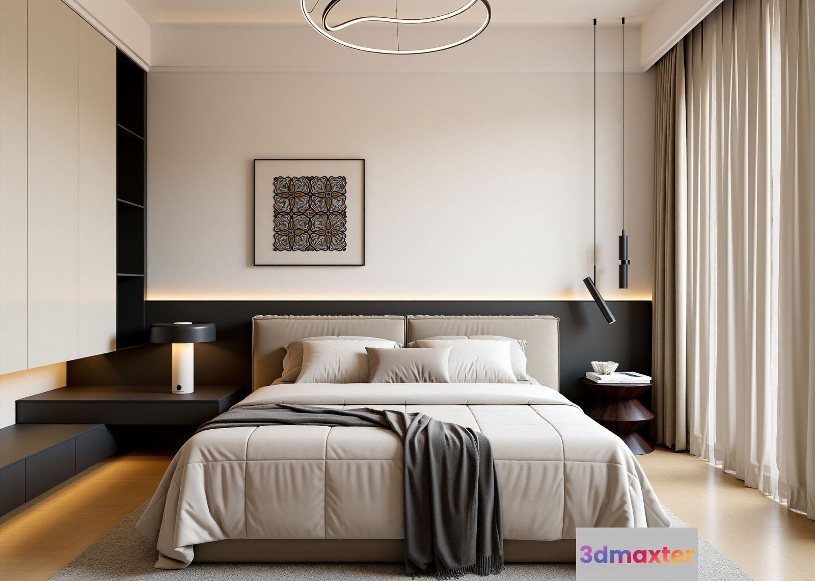 Modern Minimalist Bedroom 3D Model - 23387 - VRAY Render