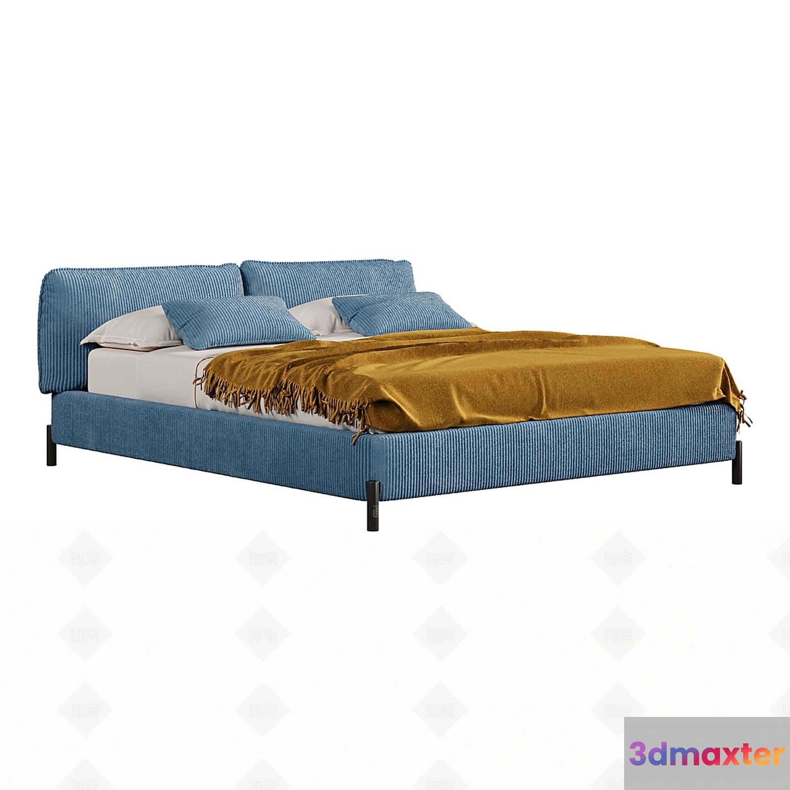 Cozy Blue Bedroom 3D Model - 194 - VRAY Render