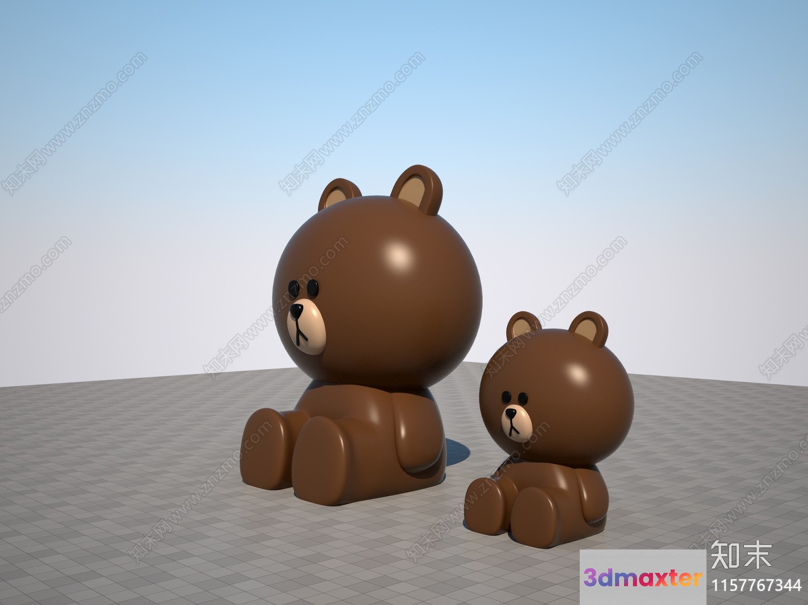 Brown Teddy Bears 3D Model - 17936 - VRAY Render