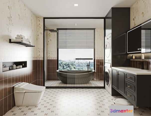Modern Bathroom Design 3D Model - 2163 - VRAY Render