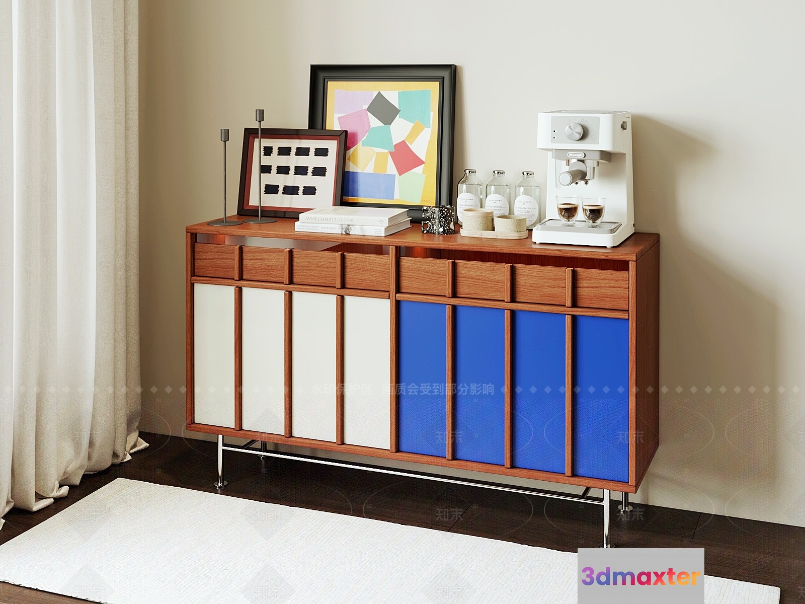Mid-Century Modern Sideboard 3D Model - 13891 - VRAY Render