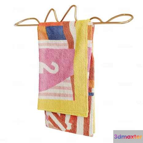 A Colorful Towel Hanging From A Gold Hanger 3D Model - 2082 - CORONA Render