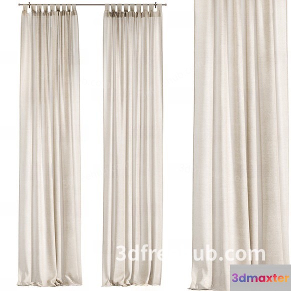 White Sheer Curtains 3D Model - 20814 - VRAY Render