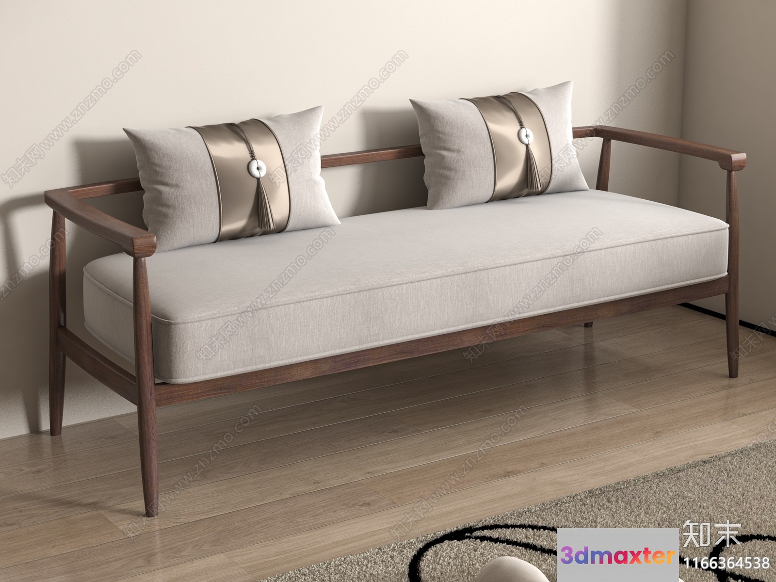 Modern Wooden Sofa 3D Model - 10348 - VRAY Render