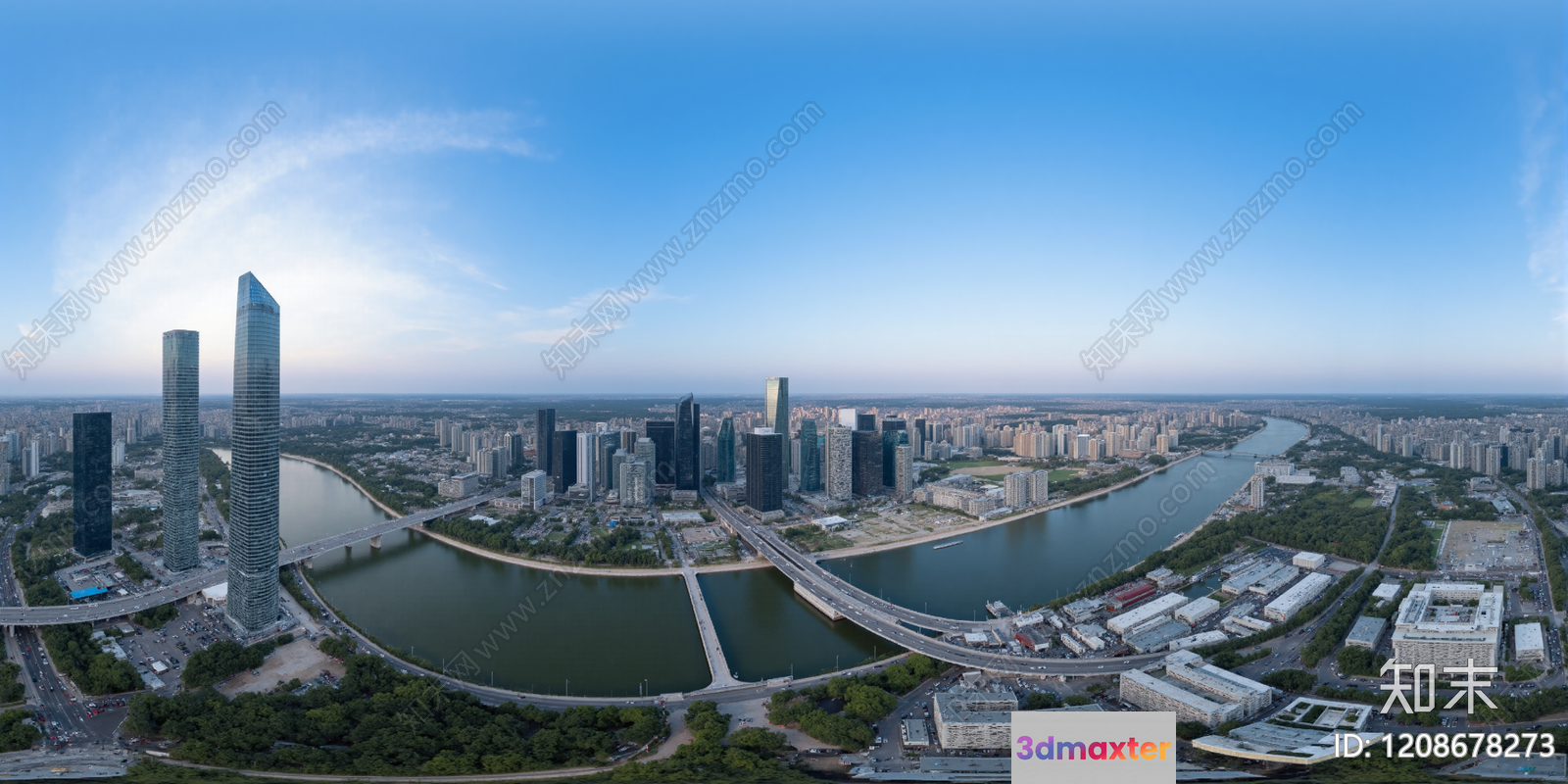 A City Skyline With A River 3D Model - 8478 - VRAY Render
