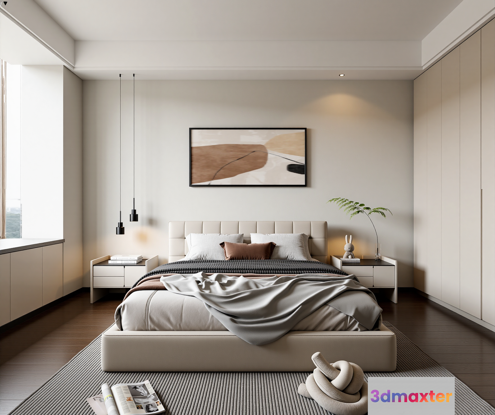 Cozy Modern Bedroom 3D Model - 6595 - VRAY Render