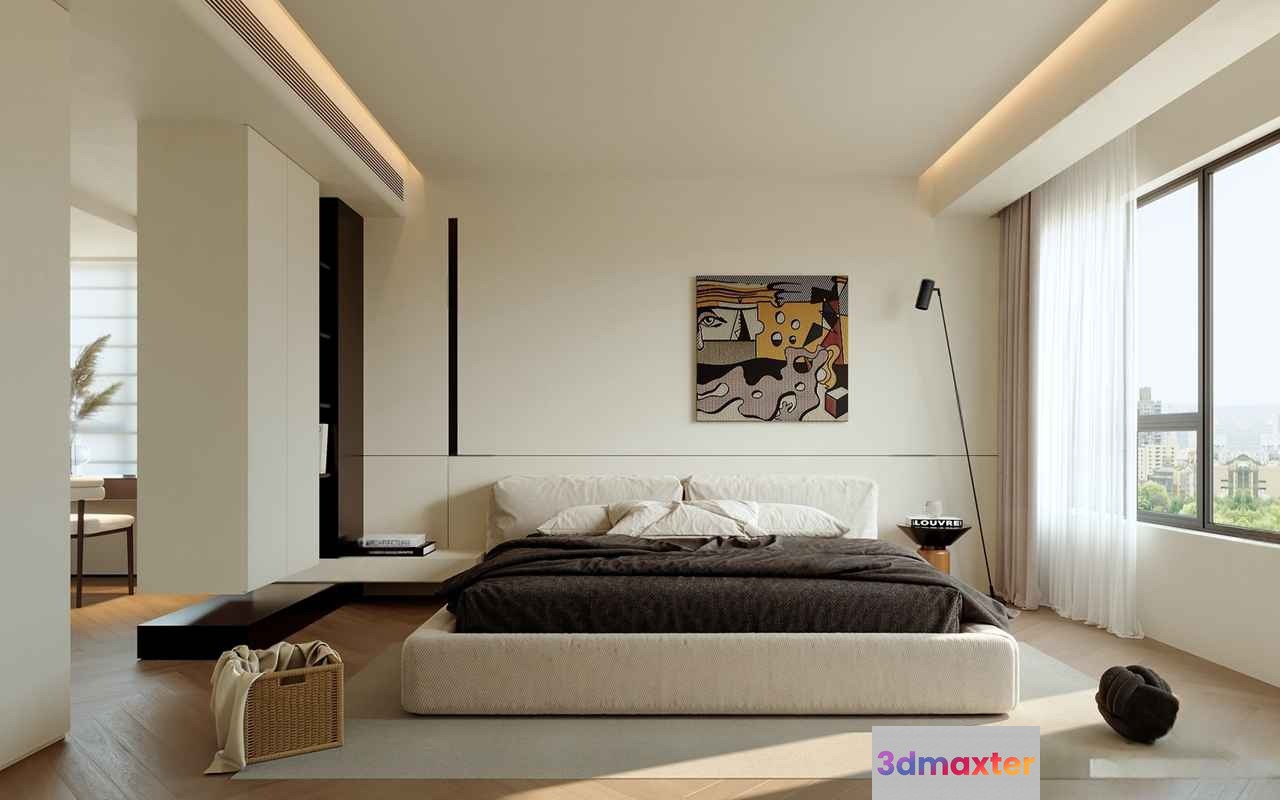 Modern Minimalist Bedroom 3D Model - 5914 - CORONA Render