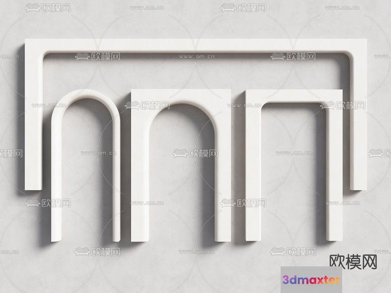 The Main Subject Is A Collection Of White Arches 3D Model - 22368 - VRAY Render