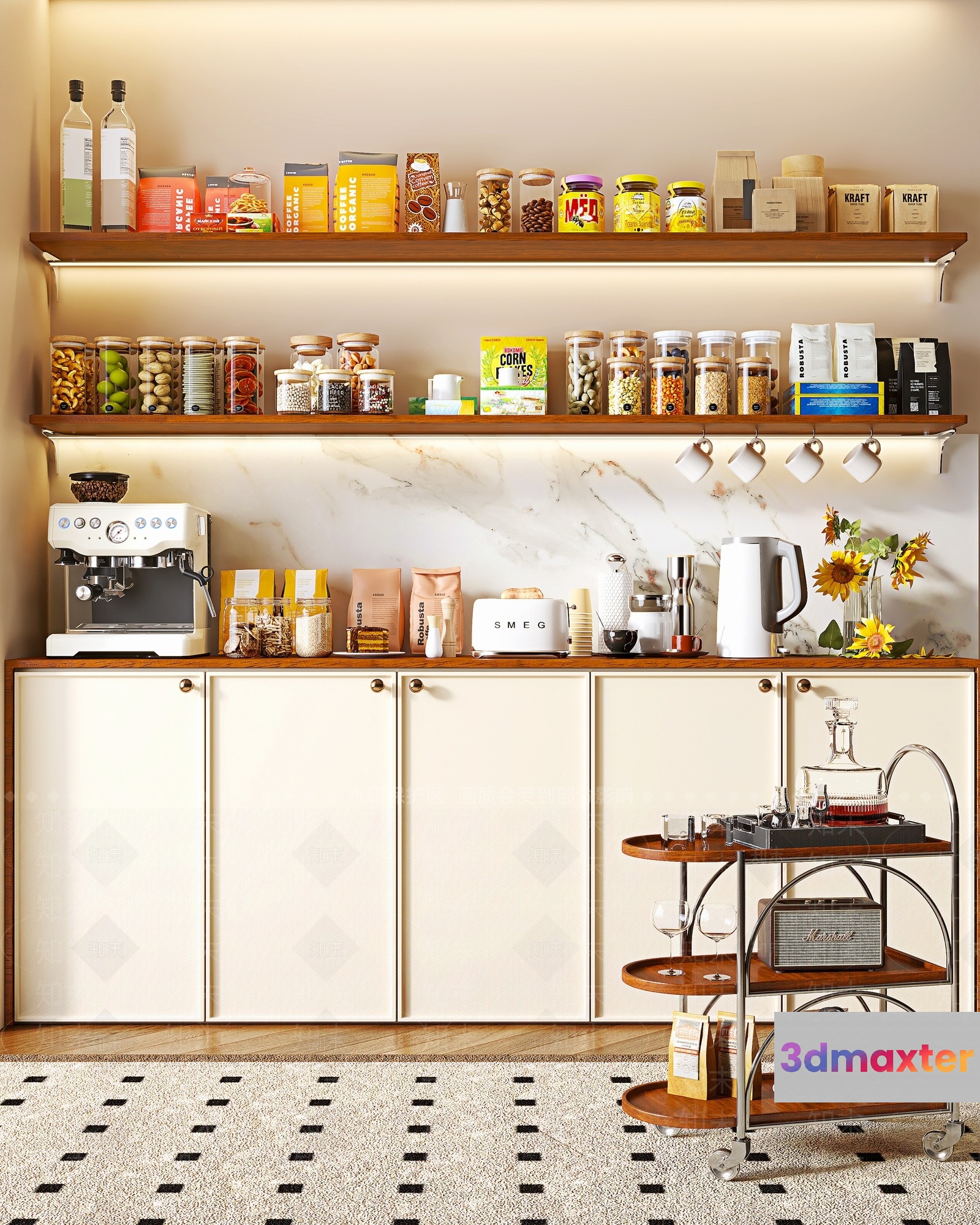 A Modern Kitchen 3D Model - 8377 - VRAY Render