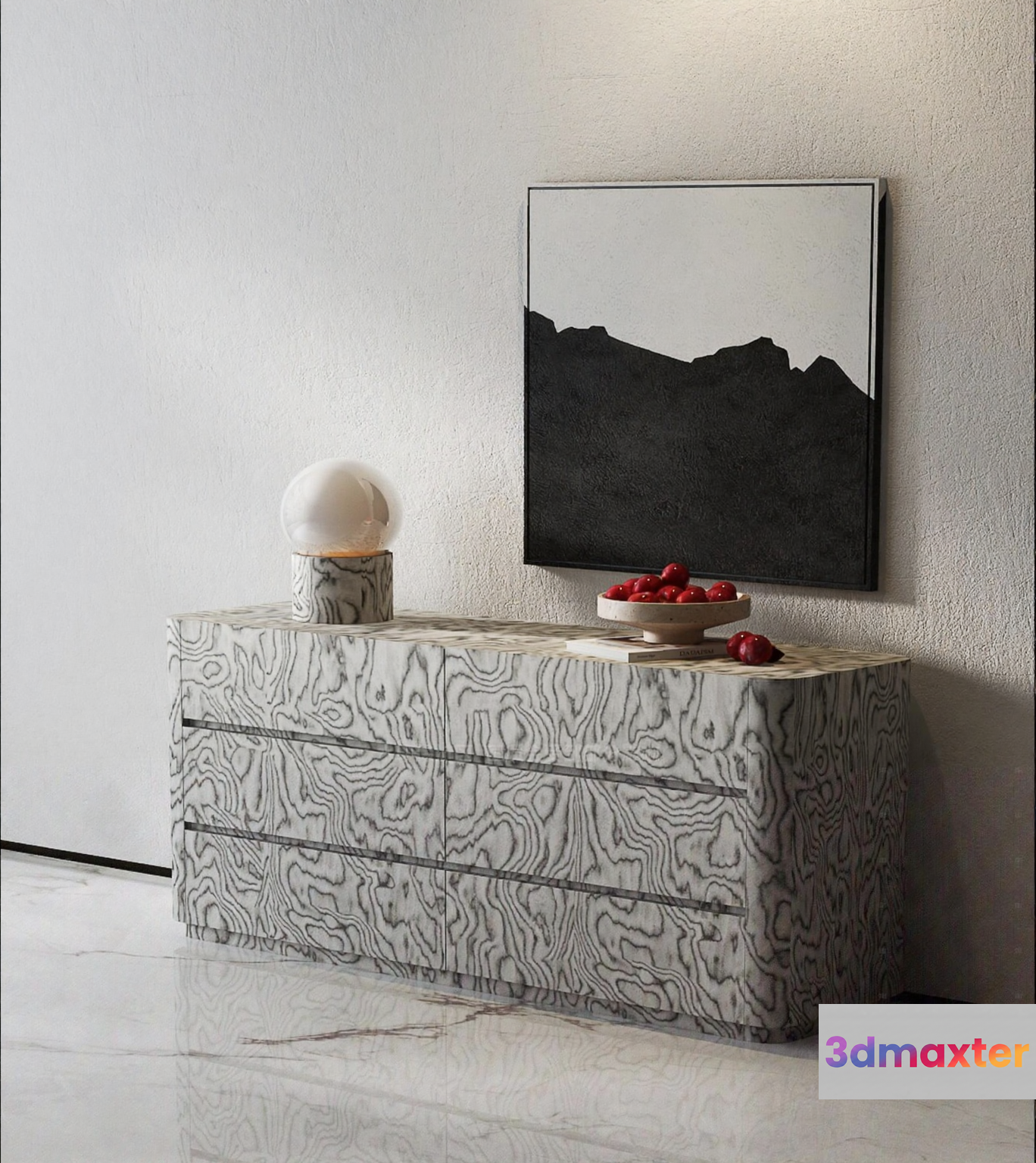Modern Marble Sideboard 3D Model - 23381 - VRAY Render