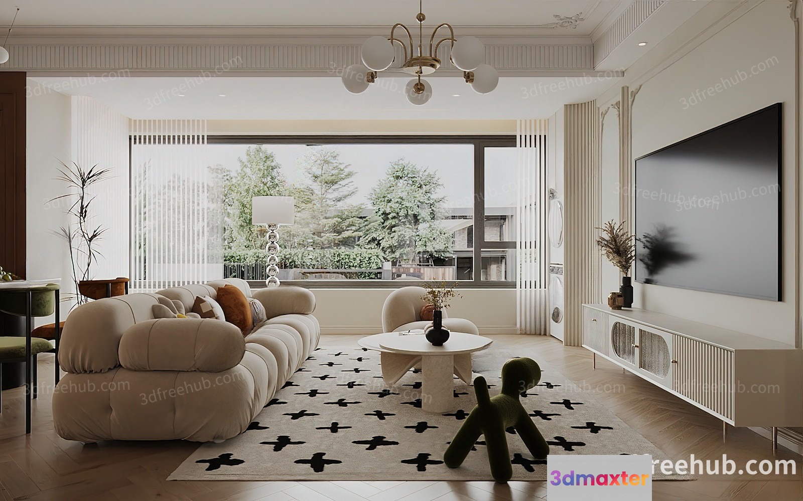 Modern Living Room 3D Model - 22713 - VRAY Render
