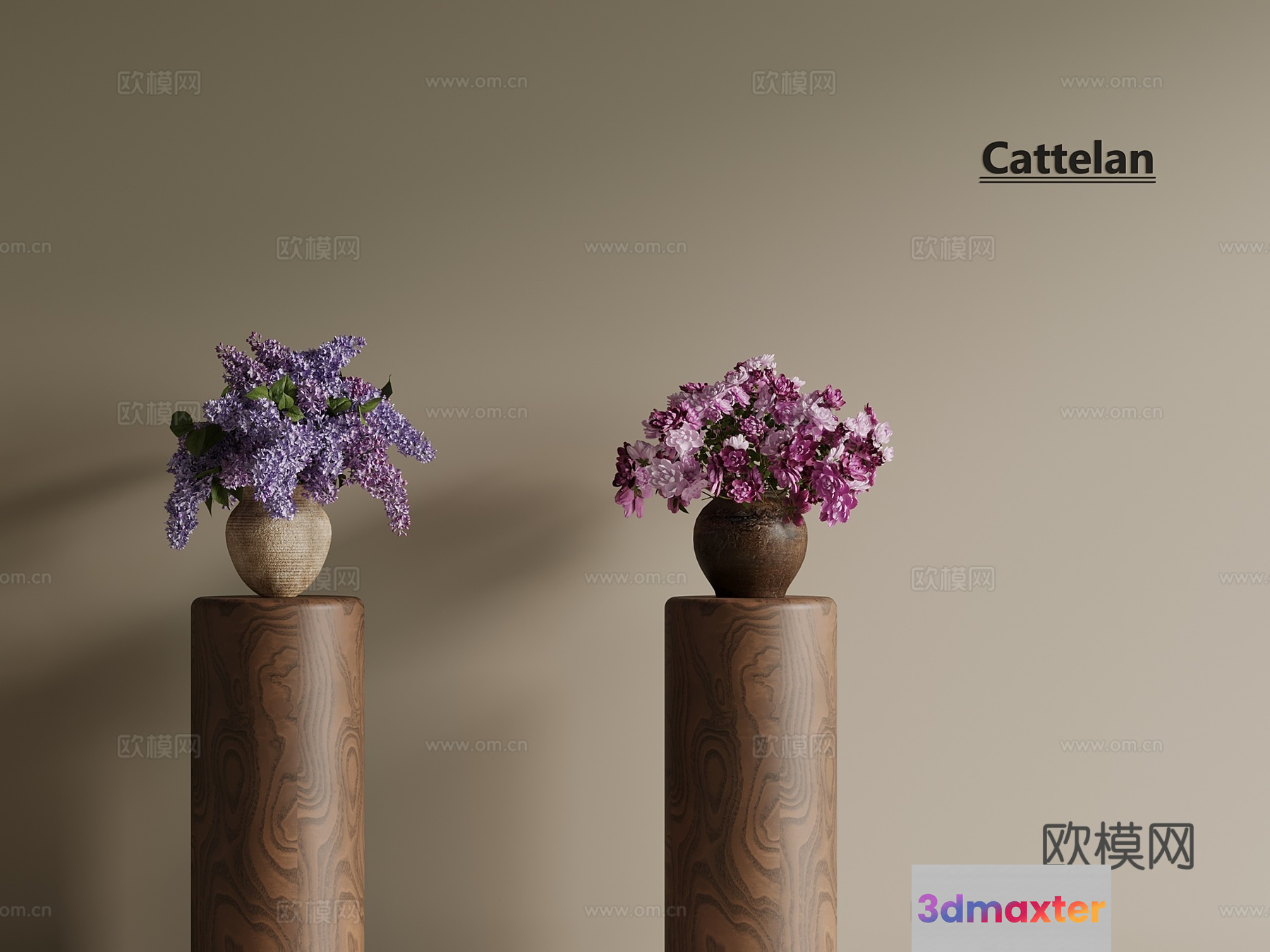 A Pair Of Vases With Flowers 3D Model - 13004 - VRAY Render