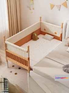 Wooden Baby Crib 3D Model - 12658 - VRAY Render