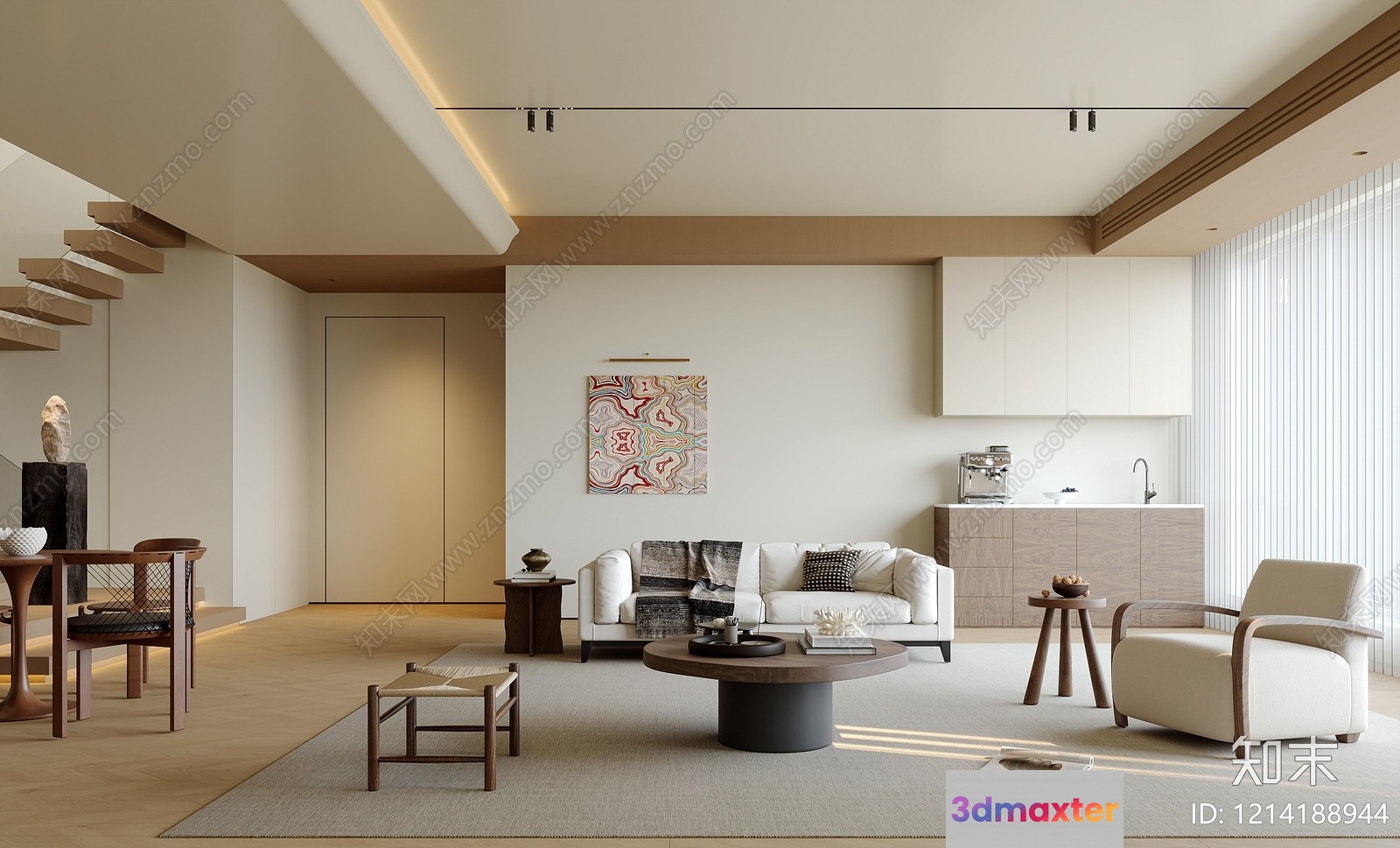 Modern Living Room 3D Model - 6930 - VRAY Render