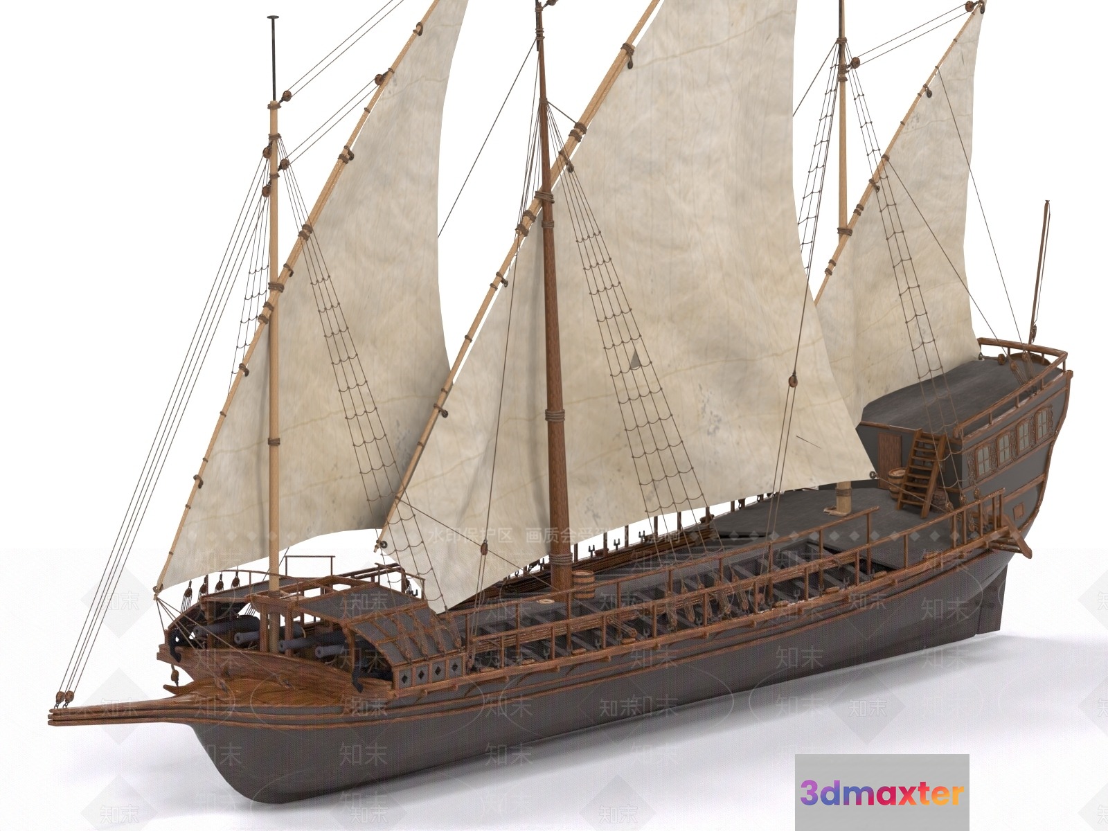 A Wooden Ship Model 3D Model - 579 - VRAY Render