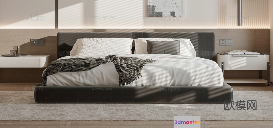 Cozy Modern Bedroom 3D Model - 13587 - VRAY Render