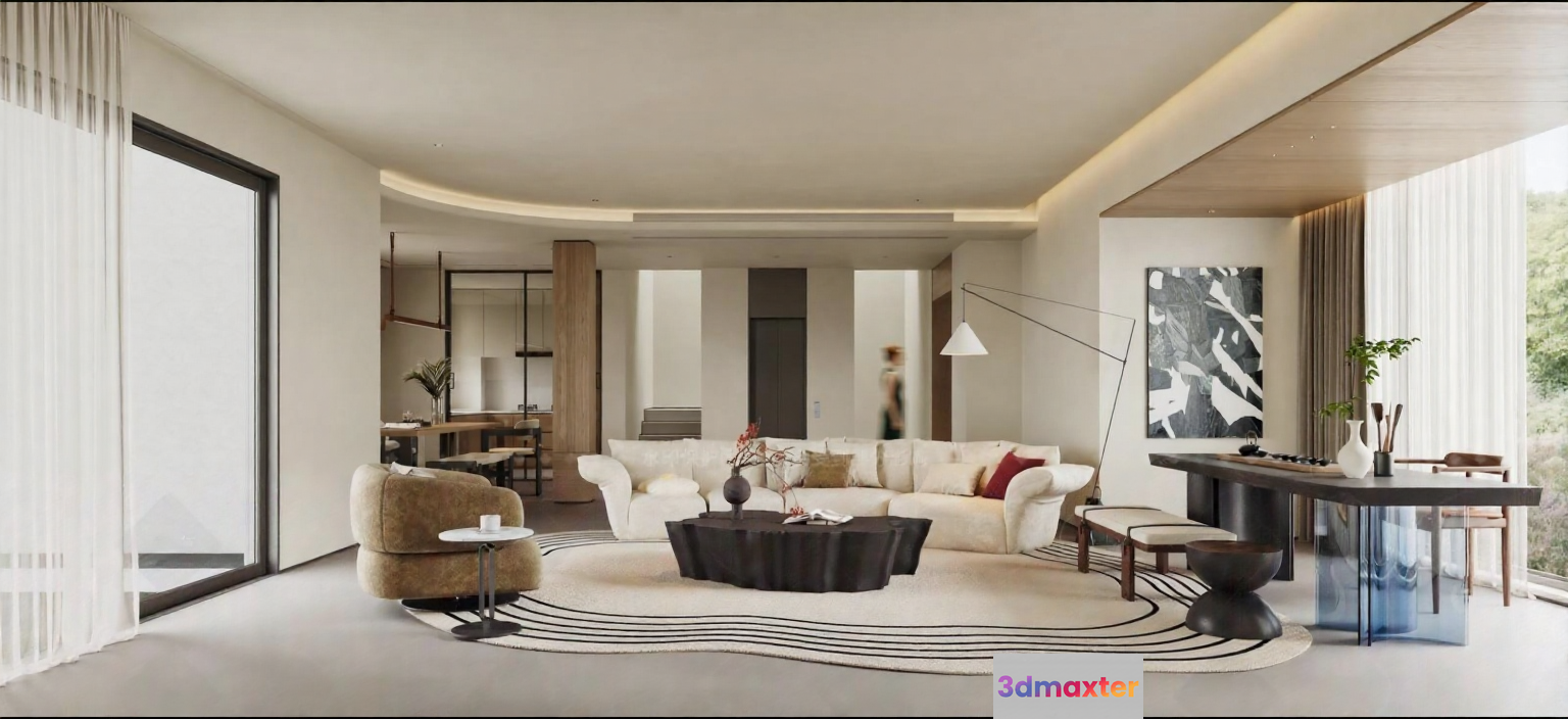 Modern Living Room 3D Model - 4339 - VRAY Render