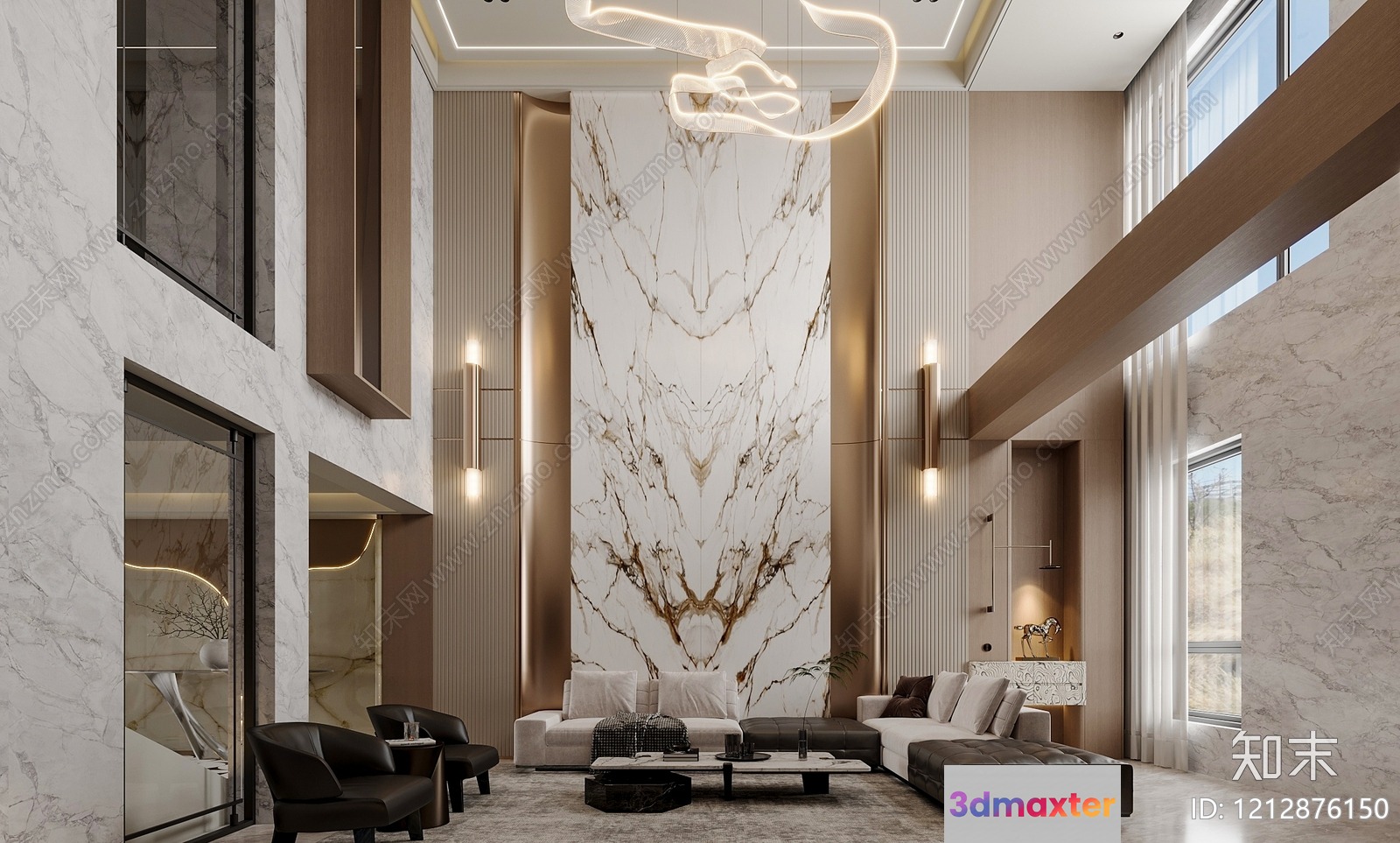 Modern Living Room 3D Model - 19060 - VRAY Render