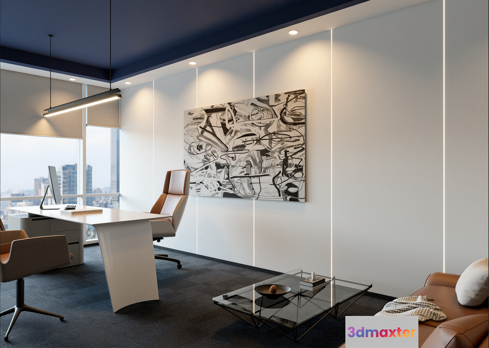 Modern Office Space 3D Model - 14145 - VRAY Render