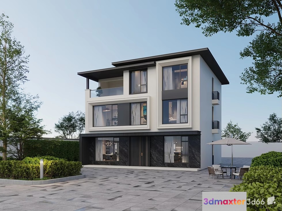 Modern Multi-Story Building 3D Model - 21869 - VRAY Render