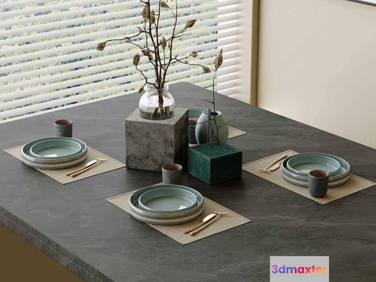 Modern Dining Table 3D Model - 9083 - VRAY Render