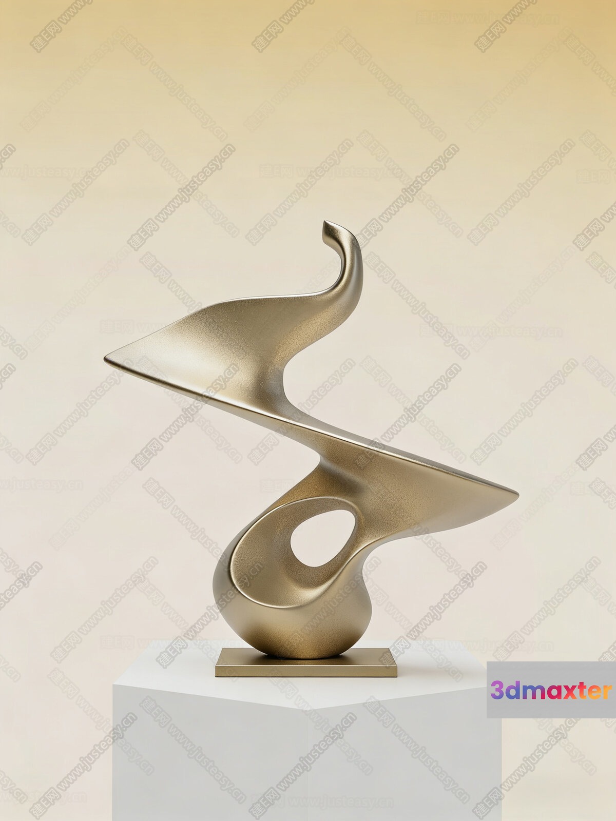 A Gold Abstract Sculpture 3D Model - 19443 - CORONA Render