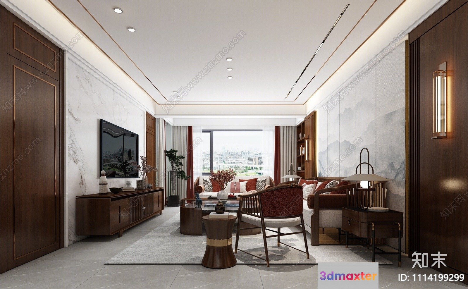 Modern Living Room 3D Model - 965 - VRAY Render