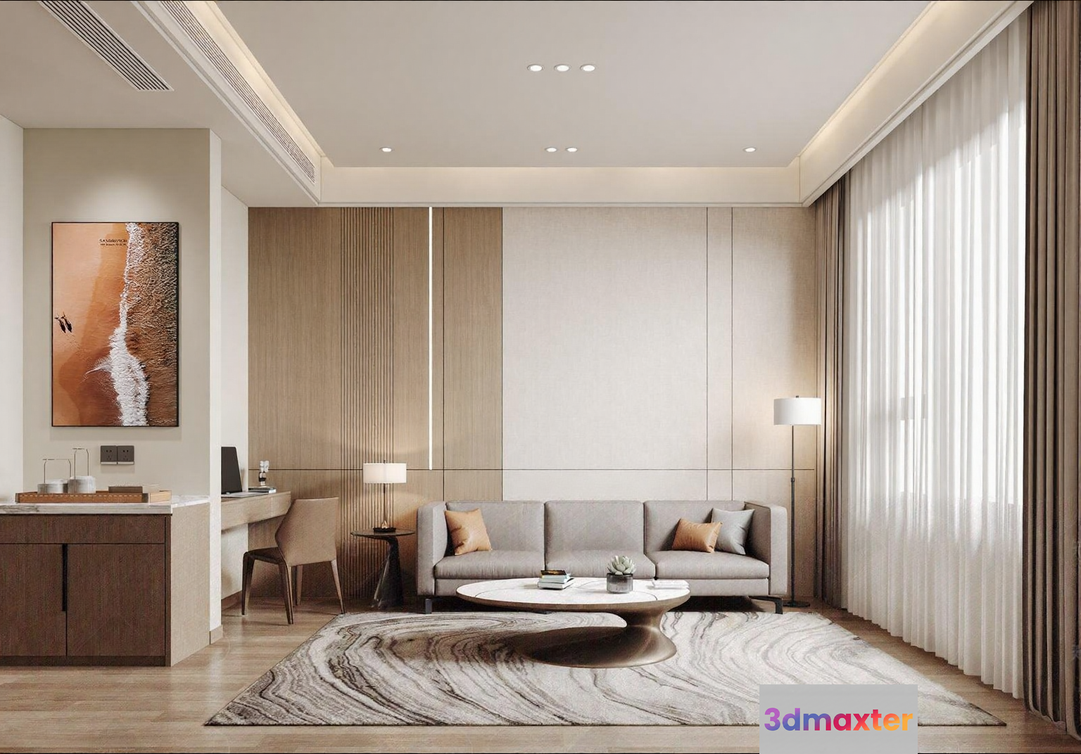 Modern Living Room 3D Model - 6126 - VRAY Render
